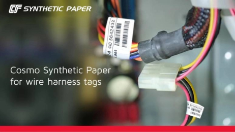Papel sintético Cosmo para aplicación de etiquetas de arneses de cables
