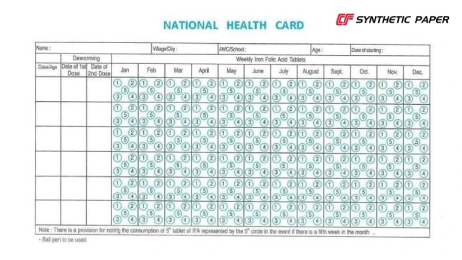 Papel Sintético Cosmo para Aplicación de Tarjetas Nacionales de Salud
